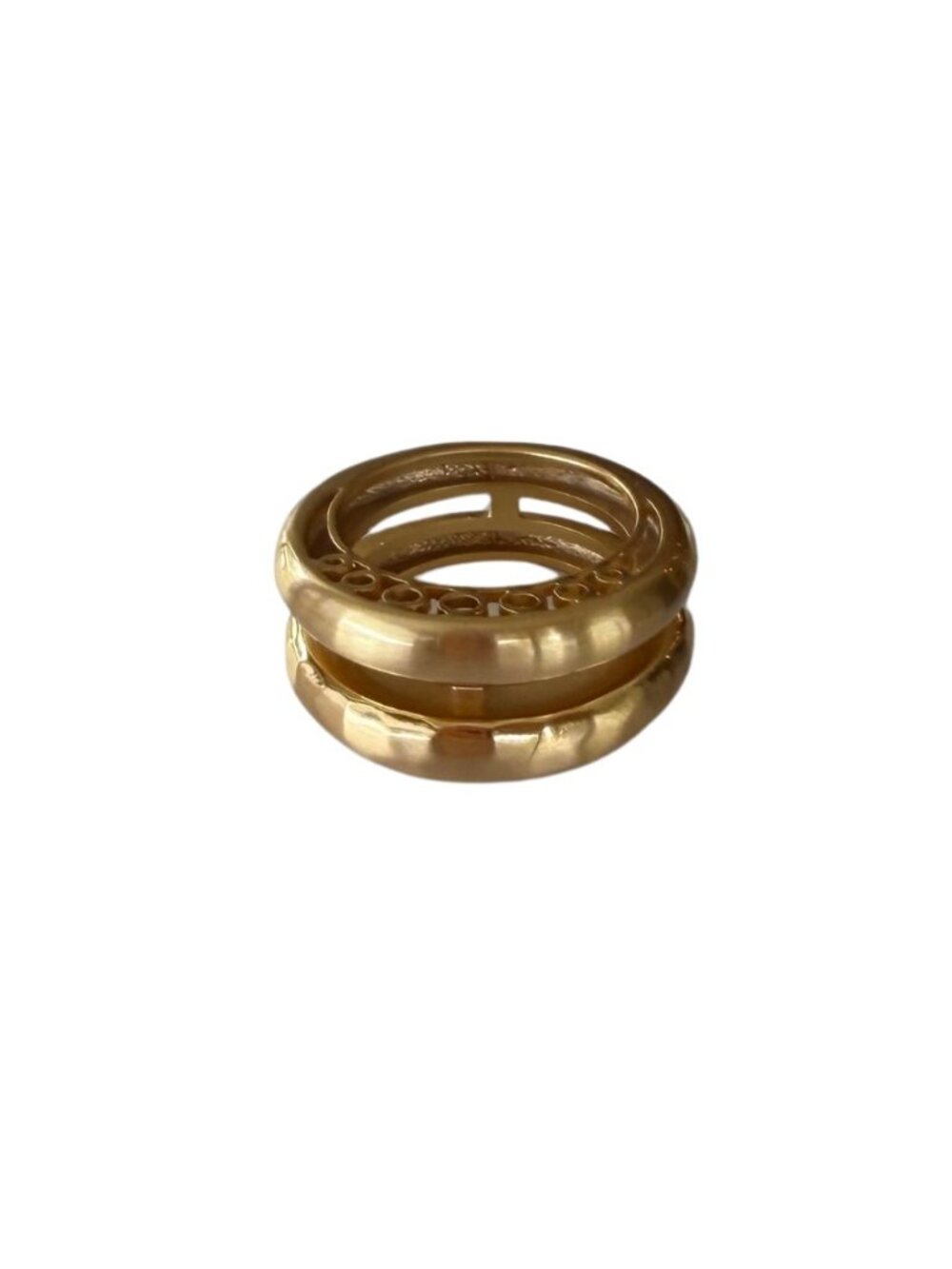 Brighton Gold Stack Ring Set Size 7 Hammered Band Duo Minimal Chic